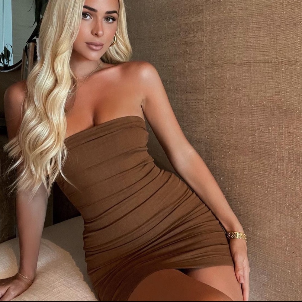 Princess Polly brown strapless dress